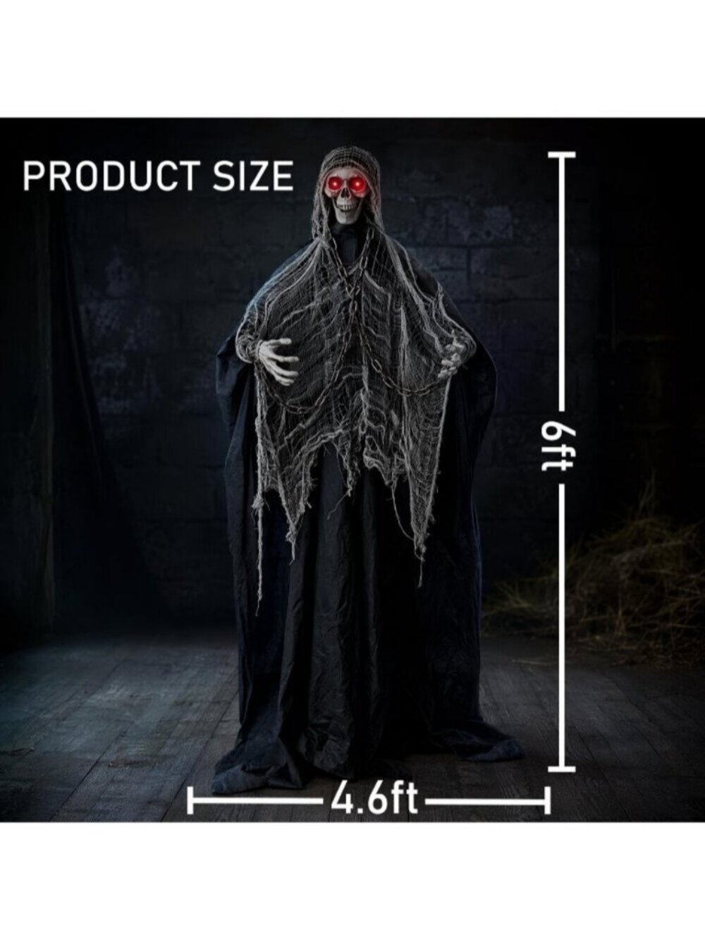 6ft Sound-Controlled Swinging Scary Skeleton Ghost Decoration Featuring Sound - Picture 2 of 6